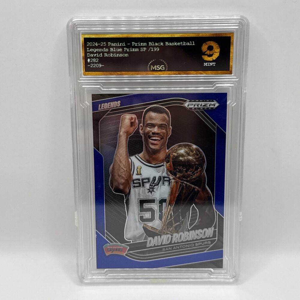2024-25 Panini Prizm Black David Robinson LEGENDS Blue Prizm /199 Graded 9 Mint